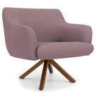 Poltrona Decorativa Giratória Base Giromad Madeira Jade B-305 Veludo Rosê - Domi