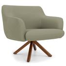 Poltrona Decorativa Giratória Base Giromad Madeira Jade C-19 Corano Bege - Domi