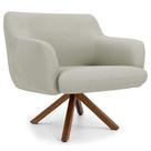 Poltrona Decorativa Giratória Base Giromad Madeira Jade C-26 Corano Bege - Domi