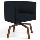 Poltrona Decorativa Giratória Base Ka Madeira Betina C-05 Corano Preto - Domi Poltrona Decorativa Giratória Base Ka Madeira Betina C-05 Corano Preto - Domi