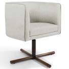 Poltrona Decorativa Giratória Base X Betina D02 Linho Bege C-107 - Lyam Decor