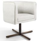 Poltrona Decorativa Giratória Base X Betina D02 Linho Bege C-443 - Lyam Decor