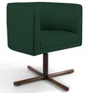 Poltrona Decorativa Giratória Base X Betina D02 Linho Verde Musgo C-123 - Lyam Decor