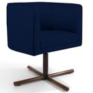 Poltrona Decorativa Giratória Base X Betina D02 Veludo Azul Oxford C-304 - Lyam Decor