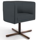Poltrona Decorativa Giratória Base X Betina D02 Veludo Cinza D-317 - Lyam Decor
