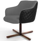 Poltrona Decorativa Giratória Base X Jade D02 Linho Cinza C-416 Tressê Corano Preto - Lyam Decor Poltrona Decorativa Giratória Base X Jade D02 Linho Cinza C-416 Tressê Corano Preto - Lyam Decor