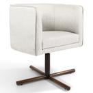 Poltrona Decorativa Giratória Base Xis Madeira Betina A-48 Linho Flocos - Domi