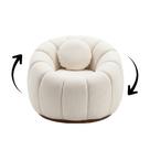 Poltrona Decorativa Giratória Concha C/Almofada Boucle Bege Abobora - Montanaris Decor Poltrona Decorativa Giratória Concha C/Almofada Boucle Bege Abobora - Montanaris Decor
