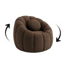Poltrona Decorativa Giratória Concha C/Almofada Boucle Marrom Abobora - Montanaris Decor Poltrona Decorativa Giratória Concha C/Almofada Boucle Marrom Abobora - Montanaris Decor
