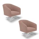 Poltrona Decorativa Giratória Cromada Kit 2 Stella Bouclê Rosê D03 - D'rossi
