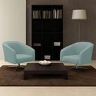 Poltrona Decorativa Giratória Cromada Kit 2 Stella Cotelê Ext/Veludo Menta D03 - D'Rossi