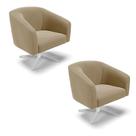 Poltrona Decorativa Giratória Cromada Kit 2 Stella Suede D03 - D'Rossi