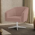 Poltrona Decorativa Giratória Cromada Stella Bouclê Rosê D03 - D'Rossi