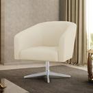 Poltrona Decorativa Giratória Cromada Stella Cotelê Ext/Veludo Off White D03 - D'Rossi