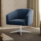 Poltrona Decorativa Giratória Cromada Stella Suede Azul Marinho D03 - D'Rossi