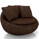 Poltrona Decorativa Giratória Kira M03 material sintético Marrom - Lyam Decor