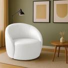 Poltrona Decorativa Giratória Lua D03 Orgânica Sintético Pu Branco D'Rossi