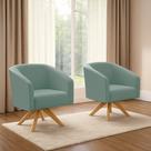 Poltrona Decorativa Giratória MA30 Kit 2 Stella Cotelê Ext/Veludo Menta D03 - D'Rossi