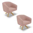 Poltrona Decorativa Giratória MA30 Kit 2 Stella Veludo Rosê D03 - D'Rossi