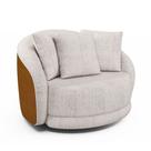 Poltrona Decorativa Giratória para Sala 122cm Kaly M22 Sintético Caramelo/Linho Bege - Mpozenato Poltrona Decorativa Giratória para Sala 122cm Kaly M22 Sintético Caramelo/Linho Bege - Mpozenato