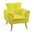 Poltrona Decorativa Grecia com Pés Madeira Suede Amarelo