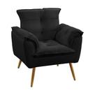 Poltrona Decorativa Grecia com Pés Madeira Suede Preto