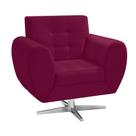 Poltrona Decorativa Grécia Suede Vinho com Base Giratória Estrela Aço Cromado - D'Rossi