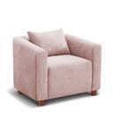 Poltrona Decorativa Helena Suede Rosa Bebe - Inova Decorações