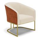 Poltrona Decorativa Industrial Dourada Stella Nozes/Linho Bege D03 - D'Rossi