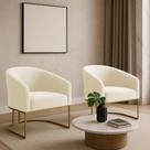 Poltrona Decorativa Industrial Dourado Kit 2 Stella Cotelê Ext/Veludo D03 - D'Rossi