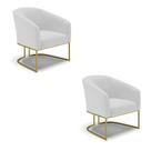Poltrona Decorativa Industrial Dourado kit 2 Stella Linho D03 - D'Rossi
