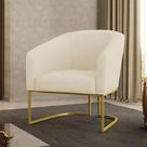 Poltrona Decorativa Industrial Dourado Stella Cotelê Ext/Veludo Off White D03 - D'Rossi