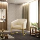 Poltrona Decorativa Industrial Dourado Stella Sintético Bege D03 - D'Rossi