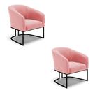 Poltrona Decorativa Industrial Preto Kit 2 Stella Suede Rosê D03 - D'Rossi
