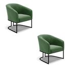 Poltrona Decorativa Industrial Preto Kit 2 Stella Suede Verde D03 - D'Rossi