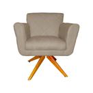 Poltrona Decorativa Isabela em Tressê Pés Madeira Giratório Suede Capuccino - DS Estofados