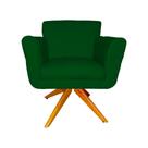 Poltrona Decorativa Isabela em Tressê Pés Madeira Giratório Suede Verde - DS Estofados