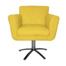 Poltrona Decorativa Isabela em Tressê Pés Metal Giratório Suede Amarelo - DS Estofados