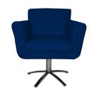 Poltrona Decorativa Isabela em Tressê Pés Metal Giratório Suede Azul Marinho - DS Estofados