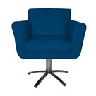 Poltrona Decorativa Isabela em Tressê Pés Metal Giratório Suede Azul Royal - DS Estofados