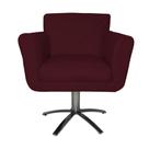 Poltrona Decorativa Isabela em Tressê Pés Metal Giratório Suede Bordô - DS Estofados