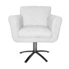 Poltrona Decorativa Isabela em Tressê Pés Metal Giratório Suede Branco - DS Estofados