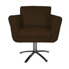 Poltrona Decorativa Isabela em Tressê Pés Metal Giratório Suede Marrom - DS Estofados