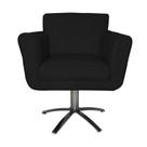 Poltrona Decorativa Isabela em Tressê Pés Metal Giratório Suede Preto - DS Estofados