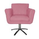 Poltrona Decorativa Isabela em Tressê Pés Metal Giratório Suede Rosa - DS Estofados