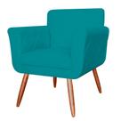 Poltrona Decorativa Isabela em Tressê Pés Palito Suede Azul Turquesa - DS Estofados