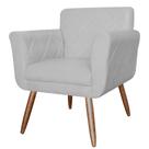 Poltrona Decorativa Isabela em Tressê Pés Palito Suede Branco - DS Estofados