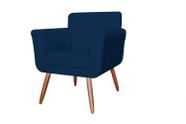 Poltrona Decorativa Isabela em Tressê Suede Azul Marinho - DS Estofados