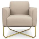 Poltrona Decorativa Isabella Base X Suede Bege/Dourado G19 - Gran Belo