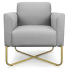 Poltrona Decorativa Isabella Base X Suede Cinza/Dourado G19 - Gran Belo